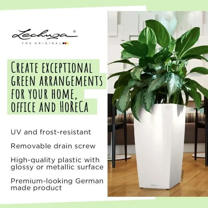 Maceta LECHUZA Cubico Premium 40 - juego completo, negro brillante