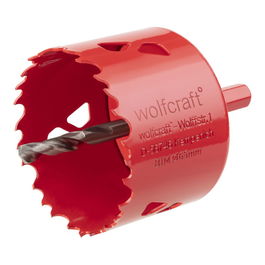 Wolfcraft Sierra de Corona Bimetal Ø65 mm x 40 mm - HSS para Madera, Metal y Plástico - Vástago Hexagonal 9,5 mm, Máx. 1850 rpm