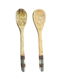 DKD Home Decor Set de 2 Utensilios Decorativos para Tarta con Diseño Tartán