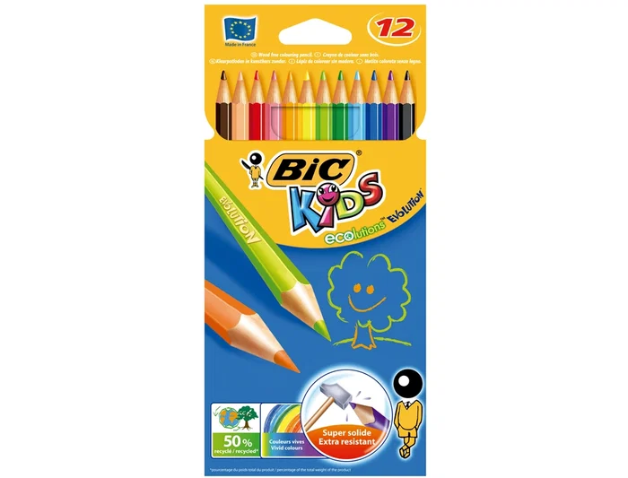 Bic Lápices de Colores Kid Evolution Estuche 12 Colores Surtidos Mina Ultra Resistente Bic Lápices de Colores Kid Evolution Estuche 12 Colores Surtidos Mina Ultra Resistente