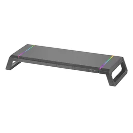 Mars Gaming Soporte de Monitor Gaming MGS-ONE con Iluminación RGB CHROMA, USB 2.0, Soporte para Tablet, Cajón y Ajustable hasta 30 kg - Negro