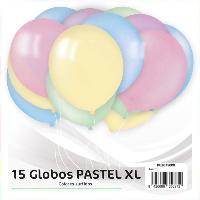 Party Time - 15 Globos de Látex XL, Colores Pastel Surtidos - Globos para Fiesta Party Time - 15 Globos de Látex XL, Colores Pastel Surtidos - Globos para Fiesta