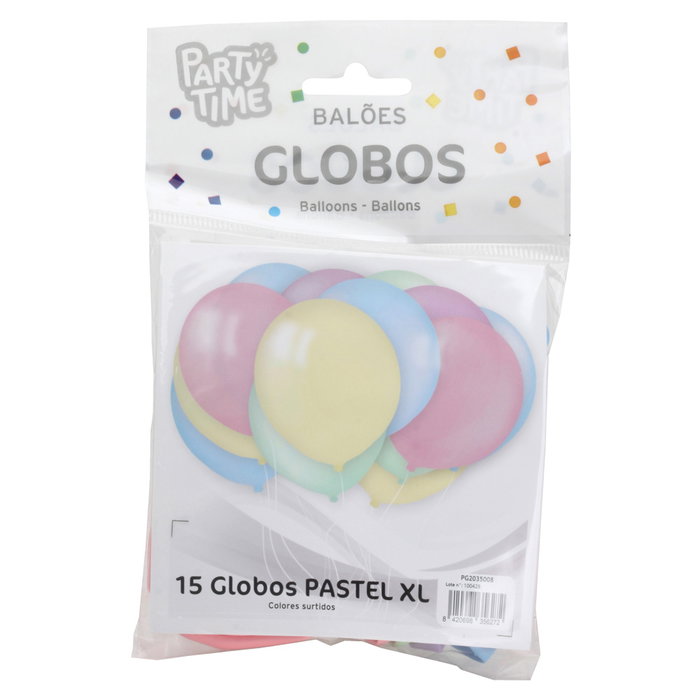Party Time - 15 Globos de Látex XL, Colores Pastel Surtidos - Globos para Fiesta Party Time - 15 Globos de Látex XL, Colores Pastel Surtidos - Globos para Fiesta