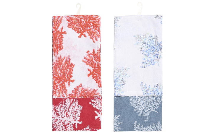 DKD Home Decor Paño Atlantico Azul Fucsia 40 x 60 cm Set de 2 Piezas Algodón DKD Home Decor Paño Atlantico Azul Fucsia 40 x 60 cm Set de 2 Piezas Algodón