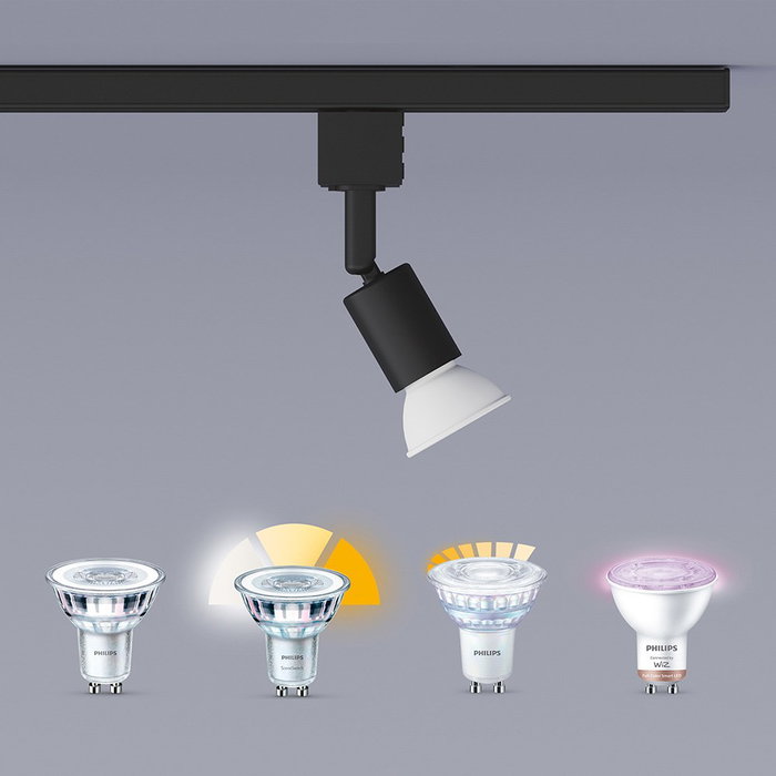 Philips Easylink Sistema de Riel Eléctrico con 3 Proyectores Tobia 5W, Negro, Perfil 17mm, Cabezal Ajustable, Compatible Bombillas LED Philips Easylink Sistema de Riel Eléctrico con 3 Proyectores Tobia 5W, Negro, Perfil 17mm, Cabezal Ajustable, Compatible Bombillas LED