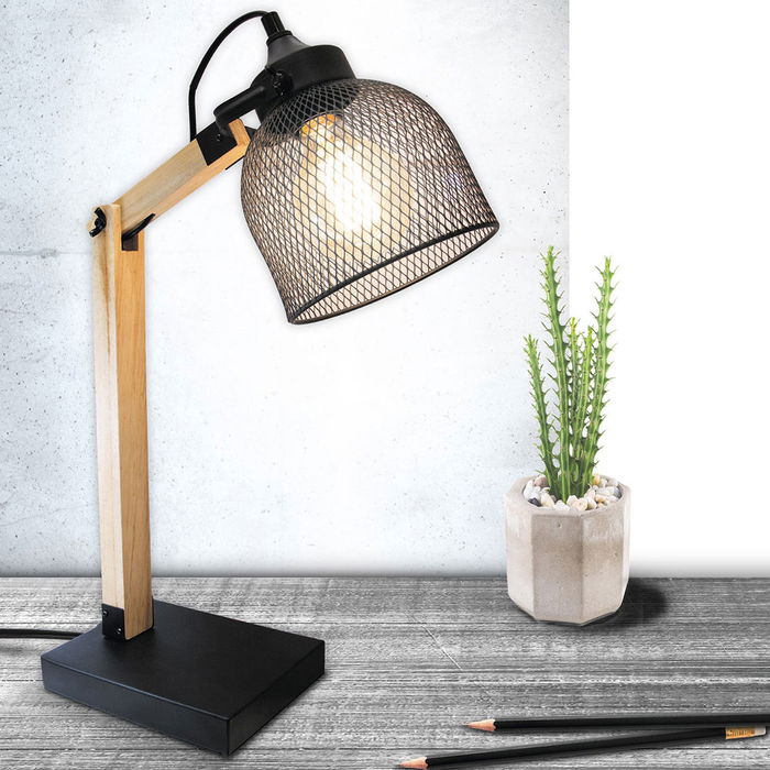 Home Deco Light Lámpara Flexo Industriel Madera Metal 26x15x55 cm