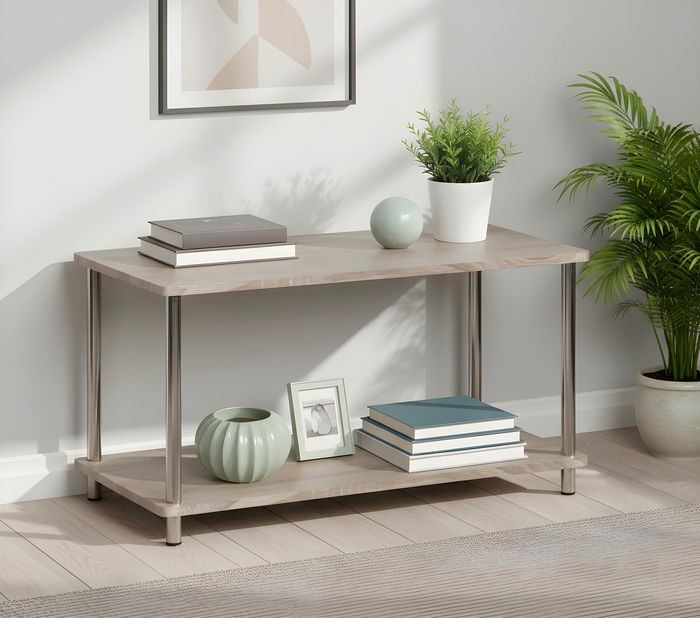 Inde Estanteria Madera-Acero 2 Niveles 42.5 cm (Ancho) x 4.5 cm (Alto) x 92.5 cm (Largo) (2 Unidades)