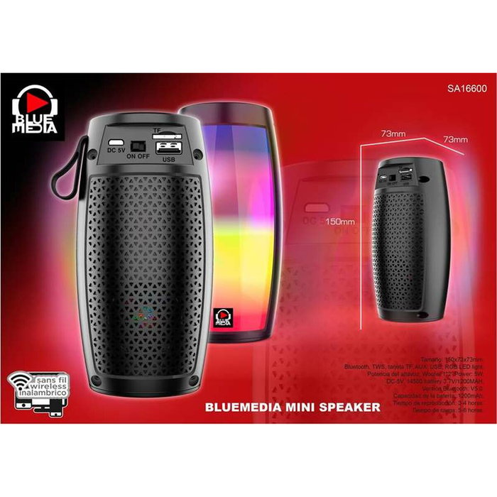 Reig Altavoz bluetooth 5w con luz y entrada usb