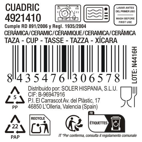 Inde Taza Cafe Expreso 100cc Cuadric Md (24 Unidades)