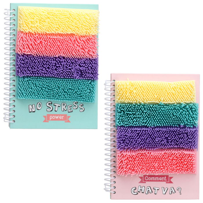 The Concept Factory Libreta Kawaii Anti Stress con Portada de Silicona y Tiras de Colores, Modelos Panda y Gato Surtidos