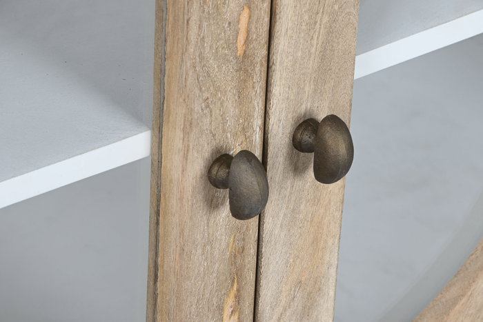 DKD Home Decor Vitrina de Madera Maciza de Mango Toscana Decape
