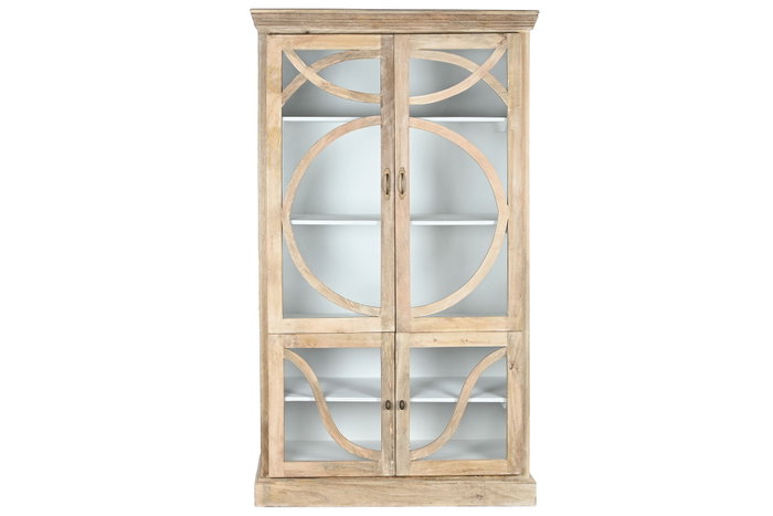 DKD Home Decor Vitrina de Madera Maciza de Mango Toscana Decape
