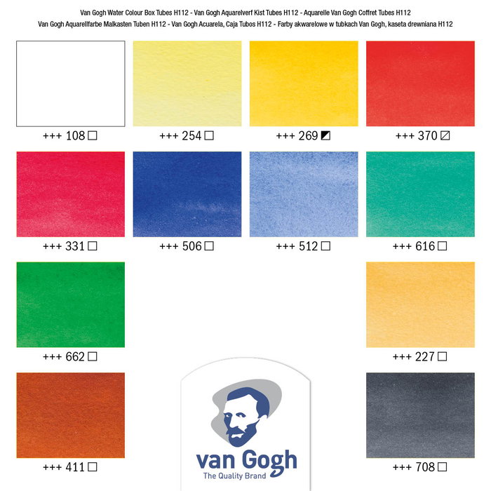 Van Gogh Set de acuarelas en caja de madera con 12 tubos de 10 ml y 3 accesorios Van Gogh Set de acuarelas en caja de madera con 12 tubos de 10 ml y 3 accesorios