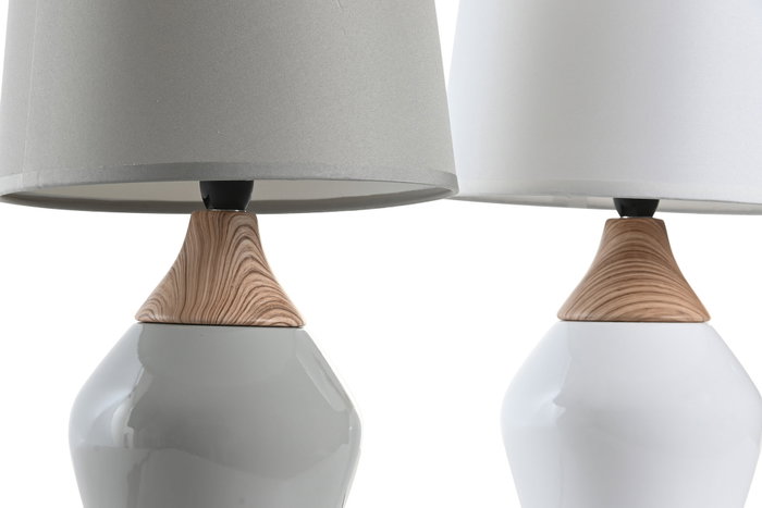 DKD Home Decor Lámpara de Sobremesa de Gres y Poliéster (Pack de 2)