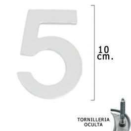 WOLFPACK LINEA PROFESIONAL Número Metálico 5 Plateado Mate 10 cm