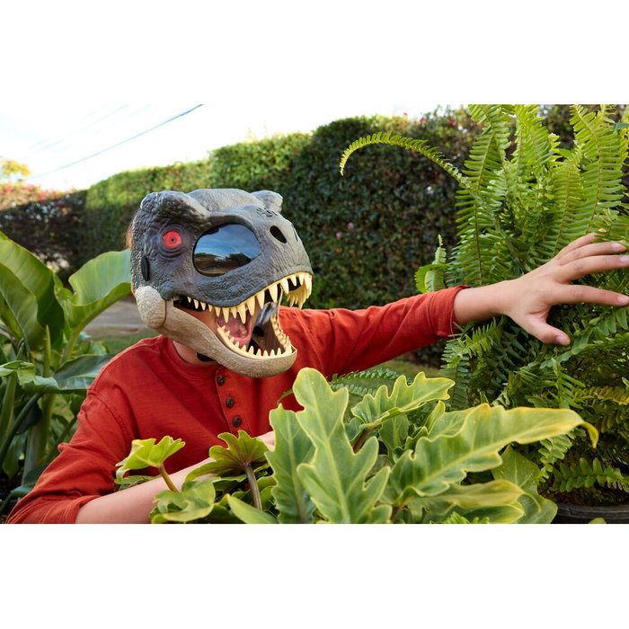 MATTEL Máscara Deluxe Dinosaurio T-Rex Jurassic World con efectos de sonido y luz