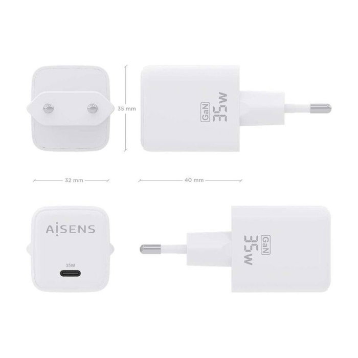Aisens Cargador GaN 35W USB-C Blanco ASCH-35W1P016-W Aisens Cargador GaN 35W USB-C Blanco ASCH-35W1P016-W