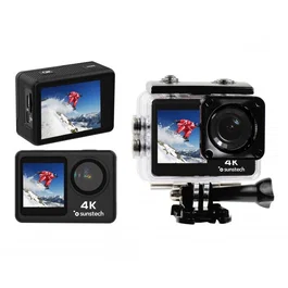 Sunstech ADVENTURE4K Cámara Deportiva de Acción 4K Ultra HD WiFi 16 MP Sumergible hasta 30m (IPX8) con Lente Gran Angular 170° Color Negro