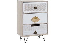 DKD Home Decor Joyero Madera y Metal Flecos Blanco y Beige