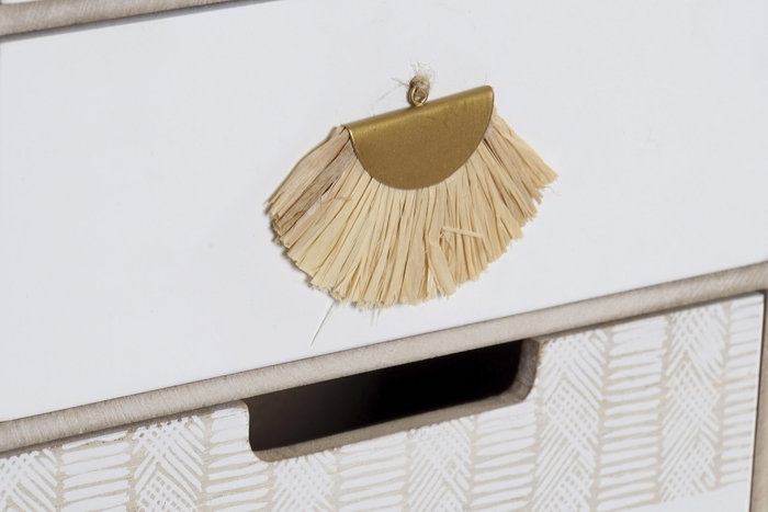DKD Home Decor Joyero Madera y Metal Flecos Blanco y Beige