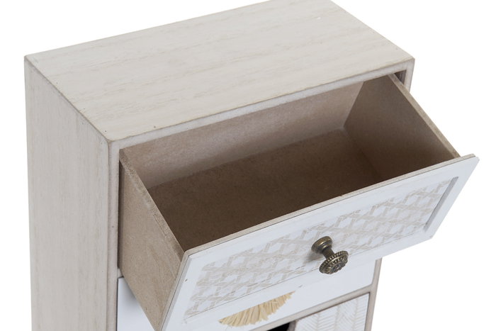 DKD Home Decor Joyero Madera y Metal Flecos Blanco y Beige