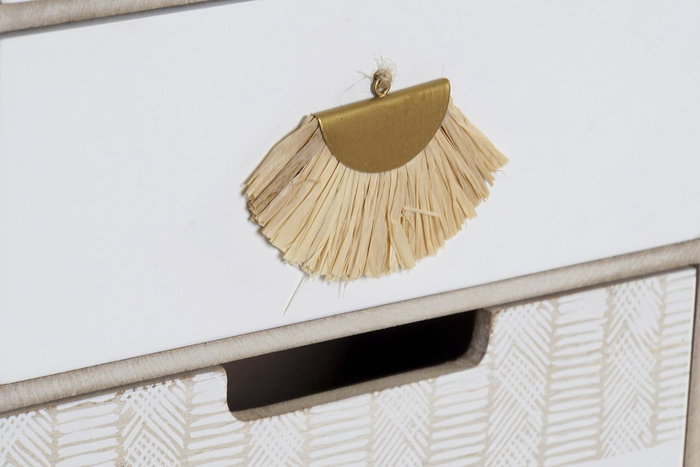 DKD Home Decor Joyero Boho Blanco Beige Madera Metal 10 x 30 x 20 cm (2 Unidades)