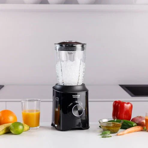 Taurus Prior Glass 1500 - Batidora de Vaso 1500W con Jarra de Vidrio 1.5 Litros, 4 Cuchillas Acero Inoxidable, 2 Velocidades y Función Turbo, Negro (912475000)
