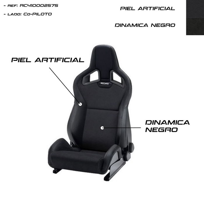 Recaro Sportster CS Asiento Deportivo Piel Sintética Dinamica Negro, Lado Copiloto, Homologado ABE/TÜV, Referencia RC410002575
