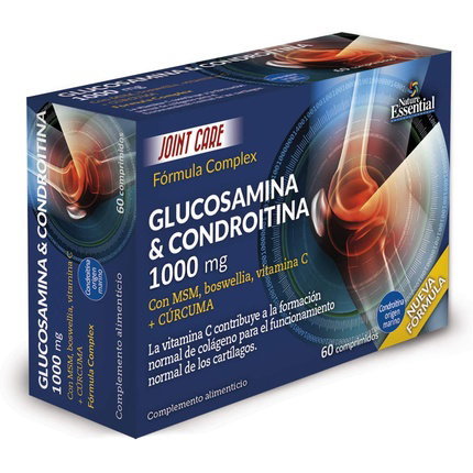 NATURE ESSENTIAL Glucosamina + Condroitina 1000 mg con MSM, Boswellia y Cúrcuma, 60 comprimidos NATURE ESSENTIAL Glucosamina + Condroitina 1000 mg con MSM, Boswellia y Cúrcuma, 60 comprimidos
