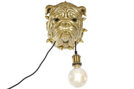 DKD Home Decor Lámpara Aplique Bulldog Dorado en Resina