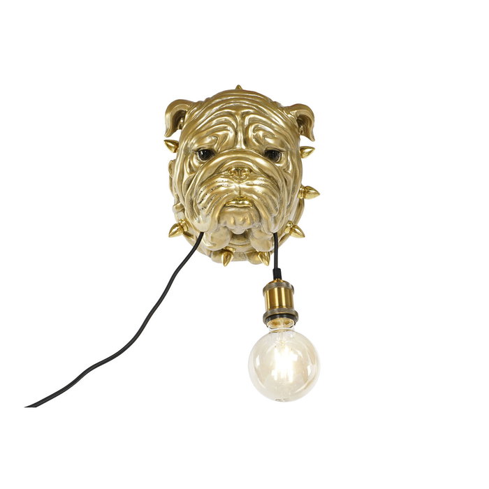 DKD Home Decor Lámpara Aplique Bulldog Dorado en Resina