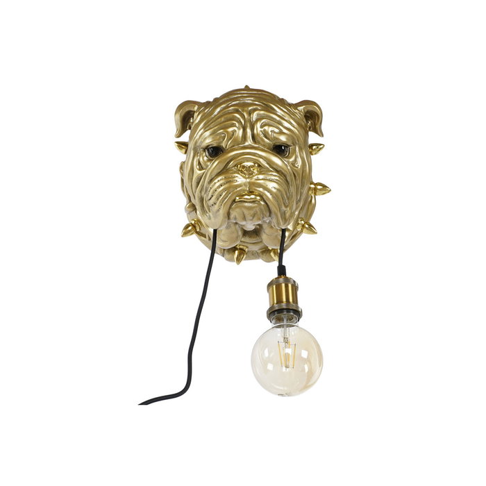 DKD Home Decor Lámpara Aplique Bulldog Dorado en Resina