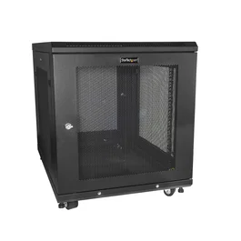 StarTech.com Armario Rack para Servidores 12U 19'' 4 Columnas con Cerradura, Ruedas y Carriles de Montaje Ajustables