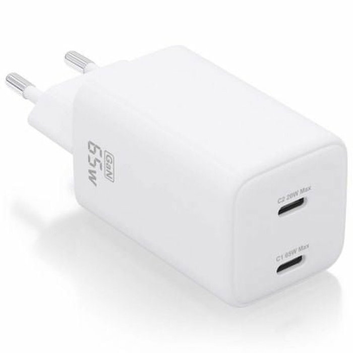 Aisens Cargador GaN 65W con 2 puertos USB-C, Blanco ASCH-65W2P039-W