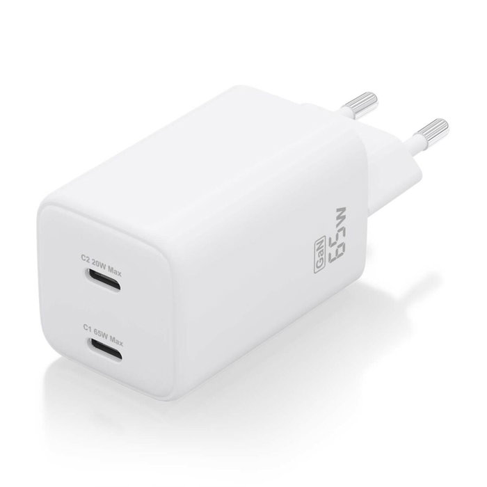 Aisens Cargador GaN 65W con 2 puertos USB-C, Blanco ASCH-65W2P039-W