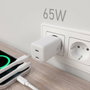 Aisens Cargador GaN 65W con 2 puertos USB-C, Blanco ASCH-65W2P039-W
