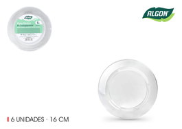 Algon Set-6 Plato Ps Transparente 16 cm (24 Unidades)