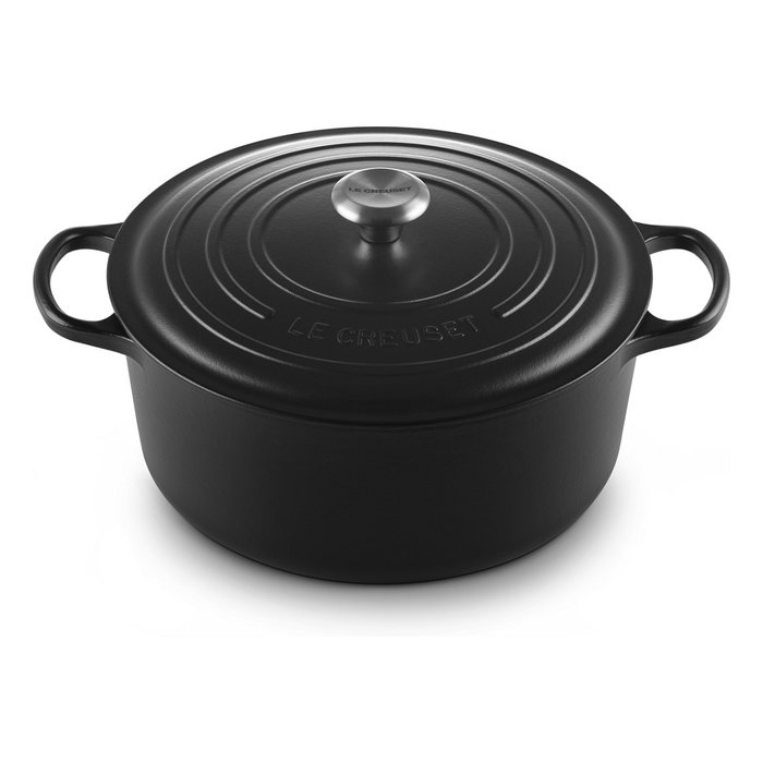 Le Creuset Signature Brasera Redonda 30 cm, 8.1 L, Hierro Fundido Esmaltado, Negro - Hecho en Francia