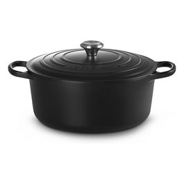 Le Creuset Signature Brasera Redonda 30 cm, 8.1 L, Hierro Fundido Esmaltado, Negro - Hecho en Francia