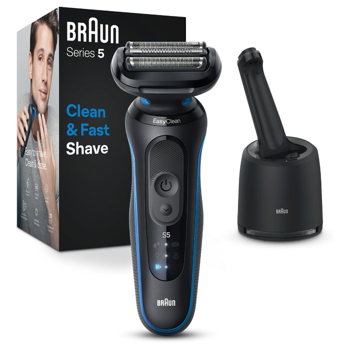 Braun Series 5 52-B7000cc Black/Blue, Afeitadora Eléctrica para Hombre con SmartCare Centre y Carga Rápida