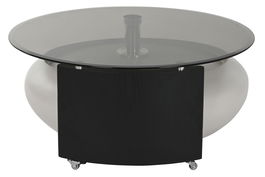 DKD Home Decor Mesa Centro Moderno Min nim mal Negro Blanco Roto Cristal MDF 120 x 37 x 85 cm