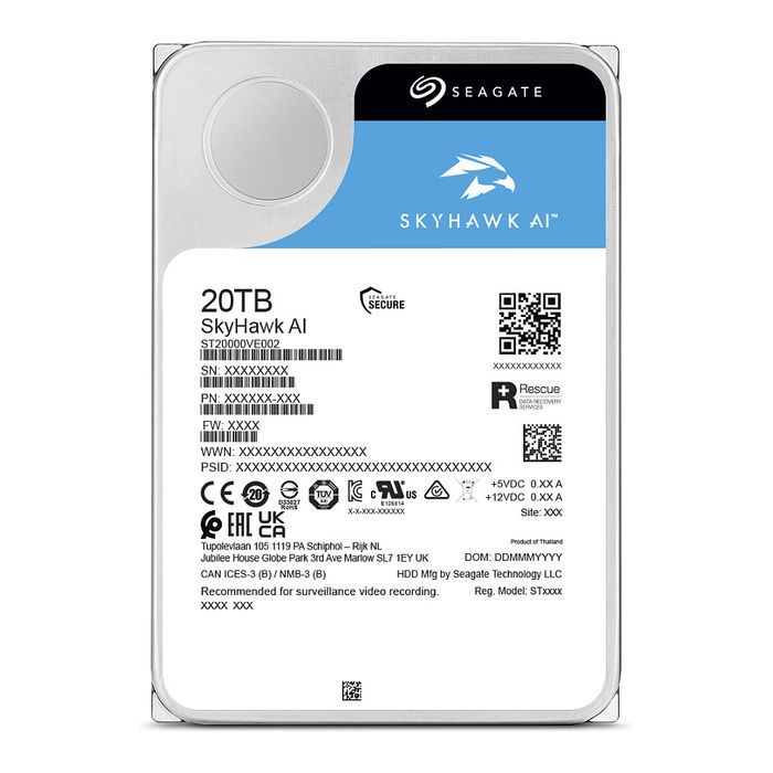 Seagate ST20000VE004 Disco Duro SkyHawk AI de 20TB 3,5" para Sistemas de Vigilancia Seagate ST20000VE004 Disco Duro SkyHawk AI de 20TB 3,5" para Sistemas de Vigilancia
