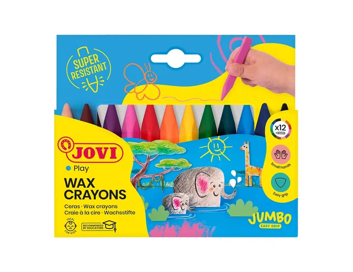 Jovi Jovicolor Triwax Lápices de Cera Triangulares, 12 Unidades Colores Surtidos