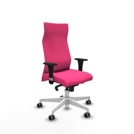 PIQUERAS Y CRESPO Sillón Albacete Rosa con Mecanismo Sincro y Base Blanca
