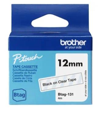 Brother Btag-131 Cinta de rotulación Negro sobre transparente 12 mm x 4 m Brother Btag-131 Cinta de rotulación Negro sobre transparente 12 mm x 4 m