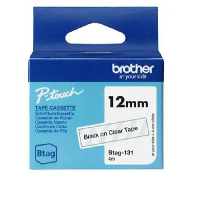 Brother Btag-131 Cinta de rotulación Negro sobre transparente 12 mm x 4 m Brother Btag-131 Cinta de rotulación Negro sobre transparente 12 mm x 4 m