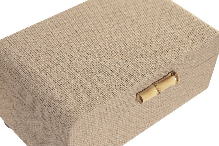DKD Home Decor Set de 2 Cajas de Madera y Fibra Natural 30x20x16,5 cm