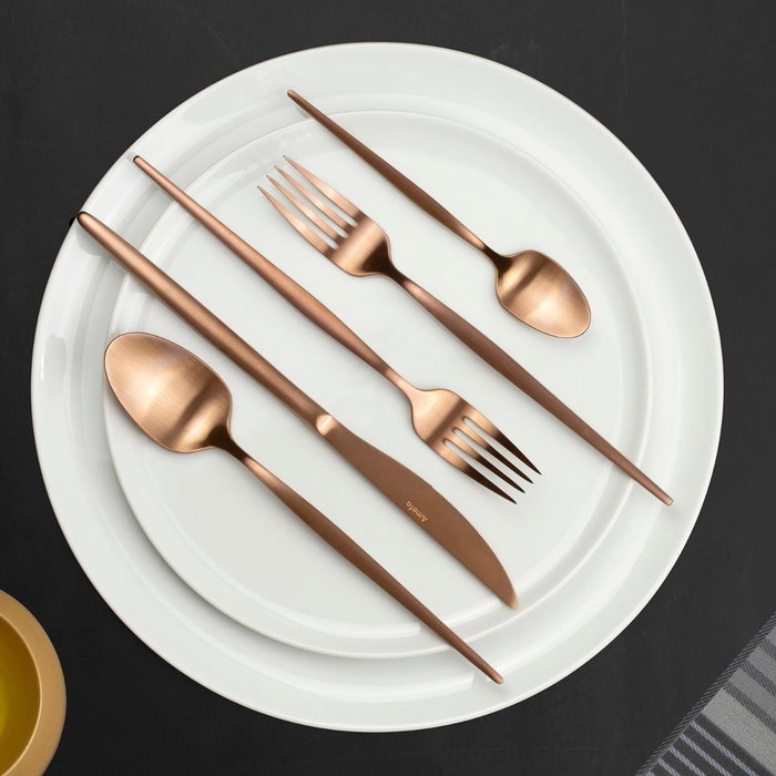 Set 12 Cuchara Postre Acero y Pvd Soprano Copper Amefa 18-0-4 mm