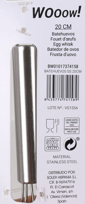 Wooow Batehuevos Acero Inoxidable 20 cm Privilege (48 Unidades)