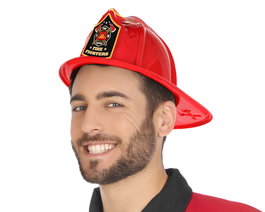 Casco De Bombero Adulto Rojo Pvc Rígido Accesorio